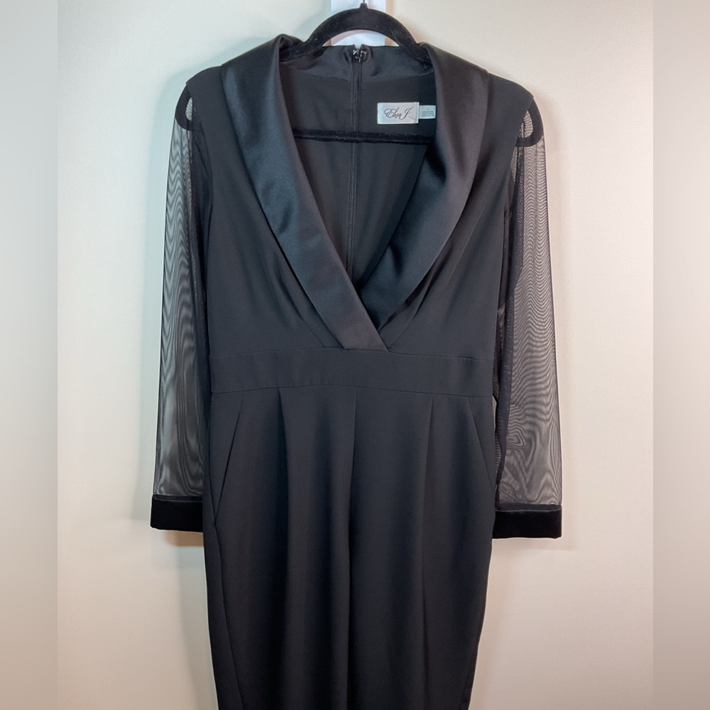 Eliza J Sheer Sleeve Black Jumpsuit (8) - Picture 6 of 13